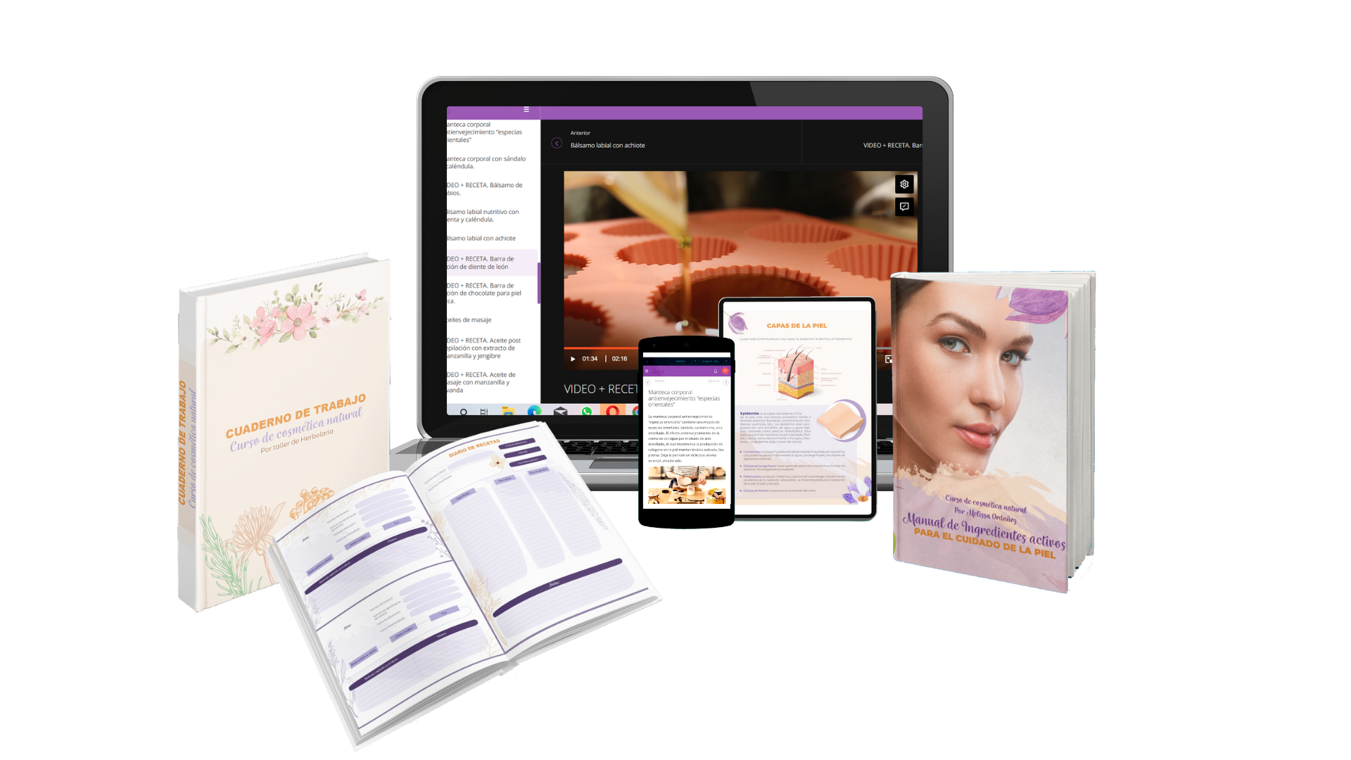Mockup del curso Cosmética Natural por Melissa Ordóñez